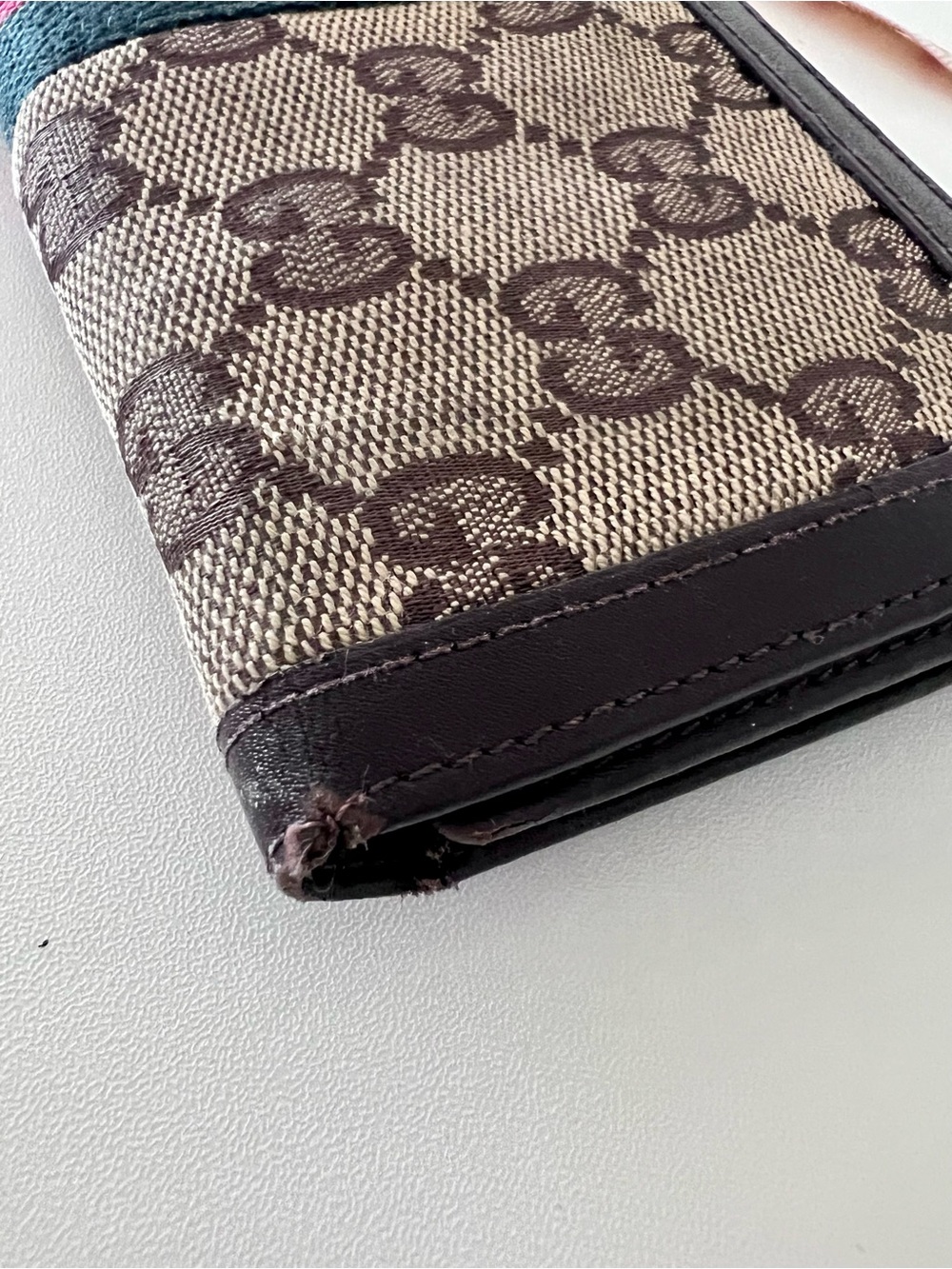 Vintage Gucci Brown Monogram Continental Wallet with Green-Red Web Stripe - Picture 8 of 9